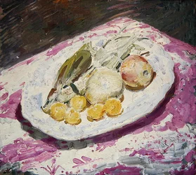 Still Life, fruit on a dish